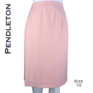 Pendleton Pencil Skirt 10 Blush Pink Virgin Wool Spandex  Knee Length Classic